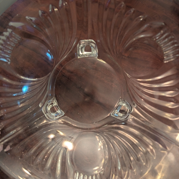 Clear Glass Footed Bowl Vintage Paden City Maya Floral Wheel Cut - Picture 2 of 9